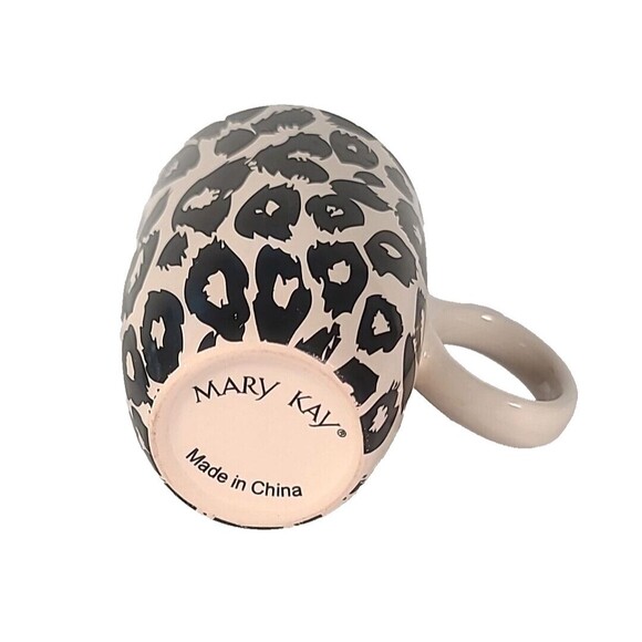 Mary Kay Coffee Mug Teacup Black and White Spotted Animal Print Red Inside. - Picture 4 of 8